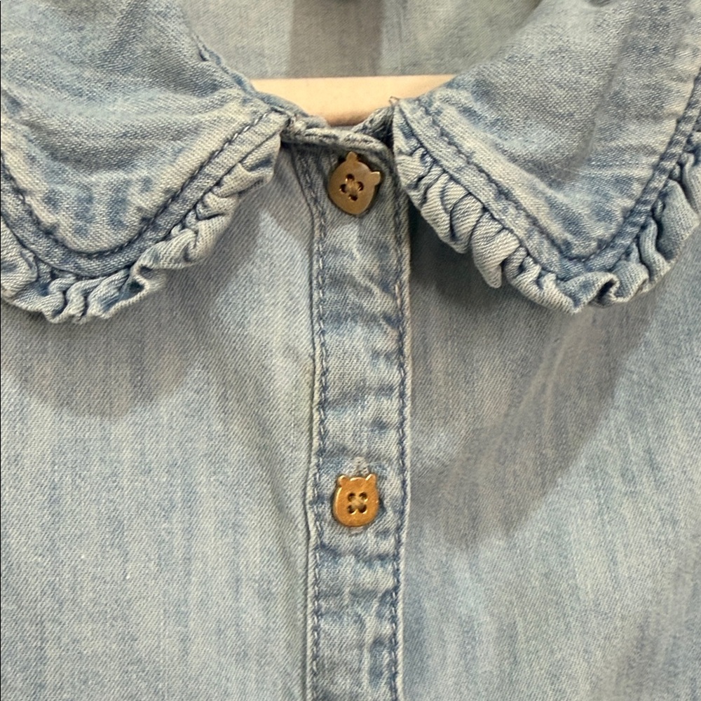 GAP Light Blue Denim Shirt Ruffle Collar - Picture 5 of 5